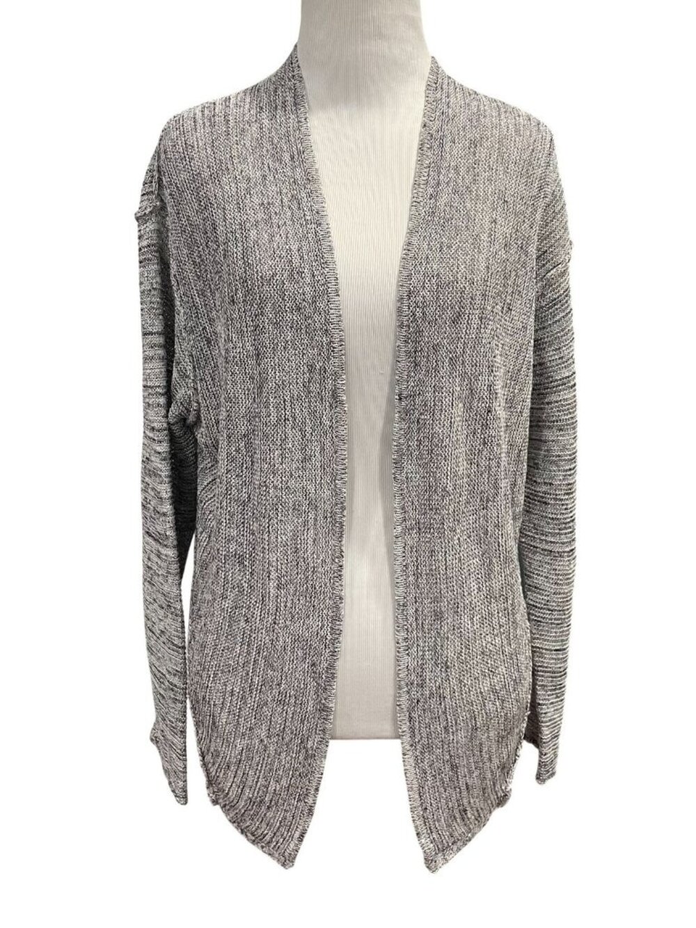 Nic+Zoe Linen Marled Knit Cardigan PL Black Casual Lagenlook Quiet Luxury Layers